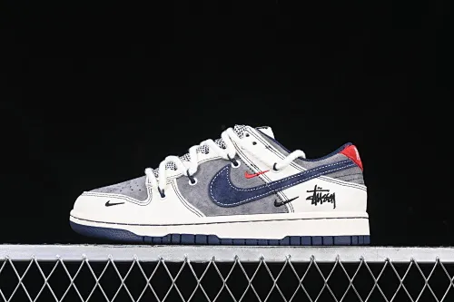 All categories Nk SB Dunk Series Nk SB Dunk Low High-end customized low-top sneakers Nk SB Dunk Low Stusi co-branded straps beige gray navy blue hook Anniversary high-end custom low-top casual sneakers YX5066-236